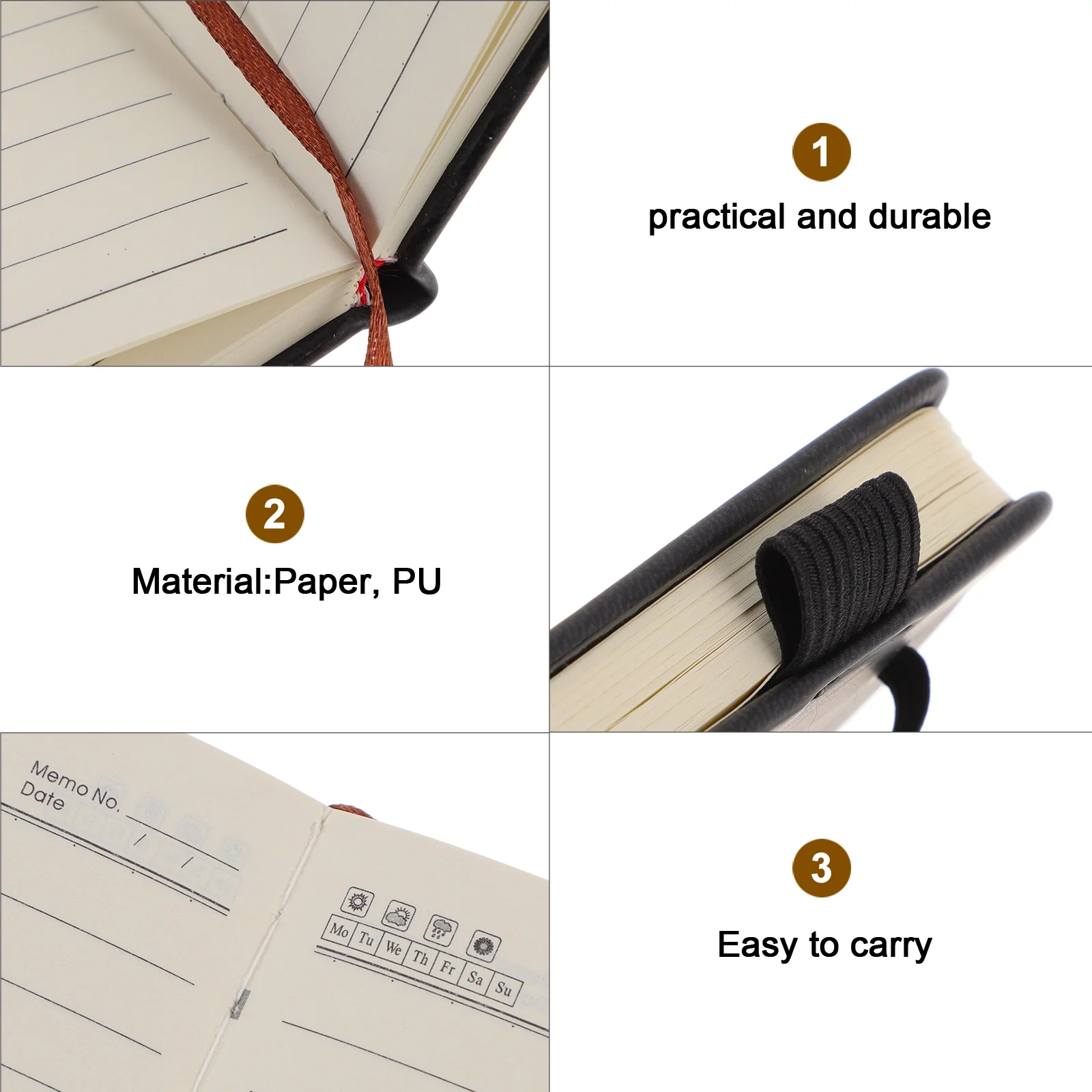 2 Pcs Journal Little Notebook Notebooks Small Mini Major Pocket Size Pu Bulk