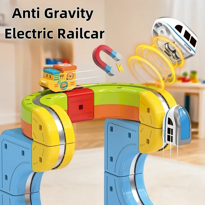 ألعاب سيارات المسار المغناطيسي DIY مجموعة مكعبات البناء المضادة للجاذبية مجموعة قطار كهربائي للقيادة للأطفال هدية عيد الميلاد