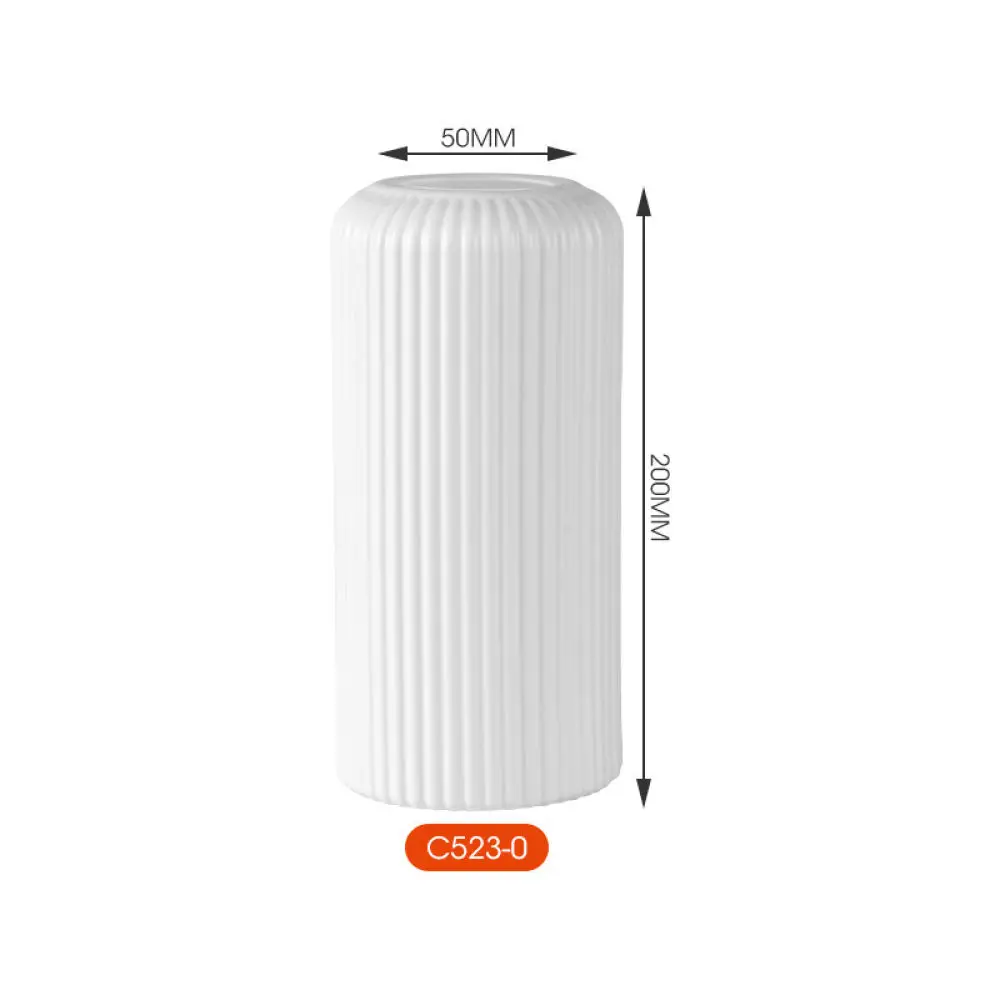 Creative Vertical Striped Plastic Vase Lightweight Minimalist Style Floral Arrangement Pot Home Decor Office Accessory