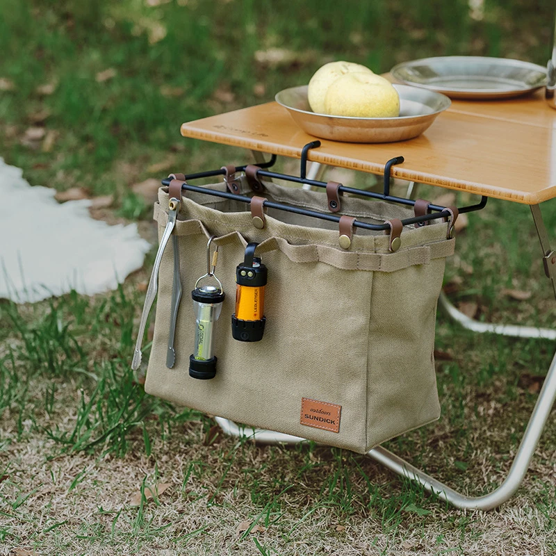 Draagbare Opvouwbare Tafel Opbergrek Tas Voor Picknick Outdoor Camping Barbecue Keuken Opklapbare Tafel Opknoping Rek Canvas Tas