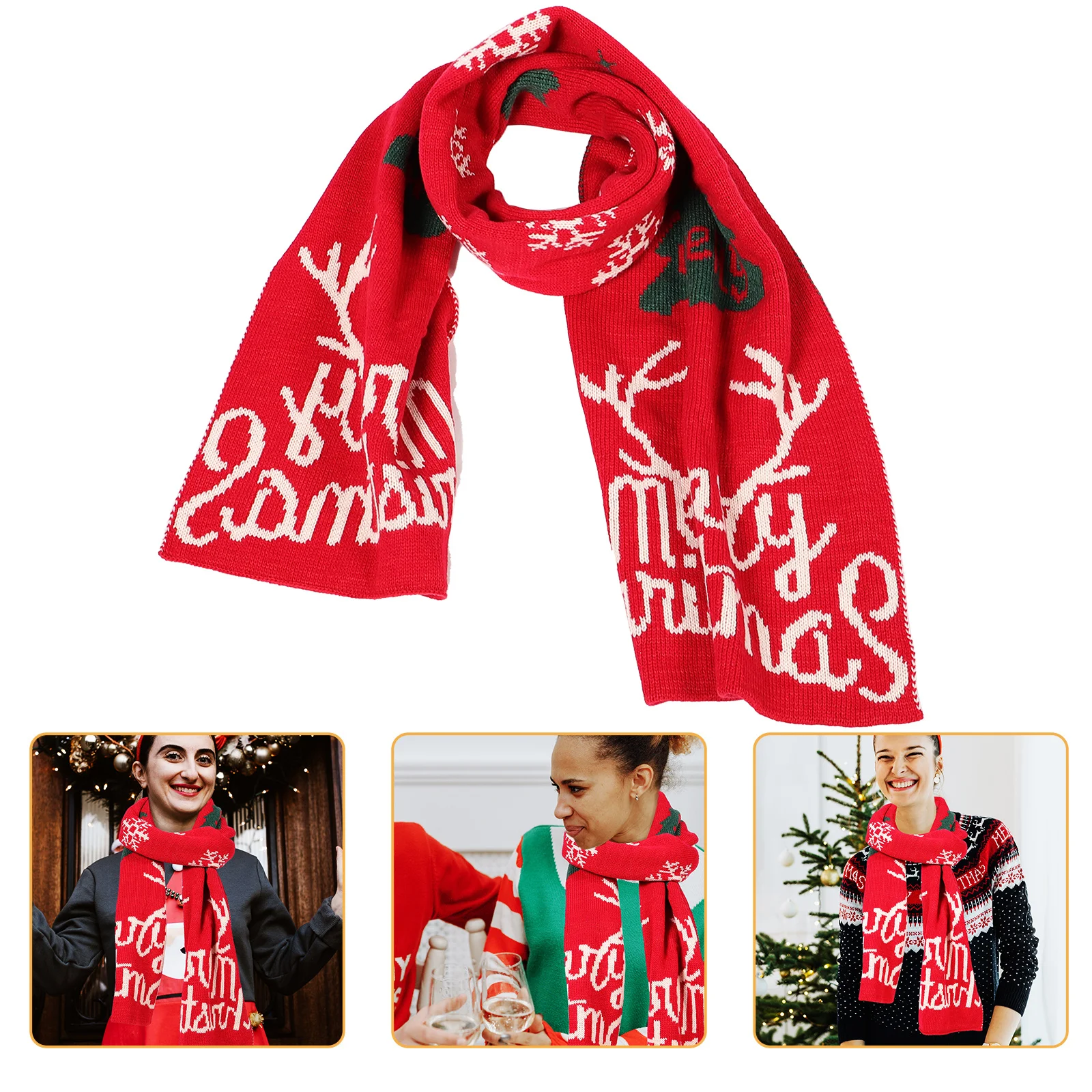 عيد الميلاد الأيائل نمط وشاح الشتاء الخريف الدافئة محبوك هدية للنساء الرجال أزياء عطلة التبعي لينة الجلد ودية