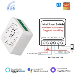 Tuya Mini 16A WiFi Switch Smart Life App 2 Way Control Smart Home Automation Module Interruptor Work for Alexa Google Home