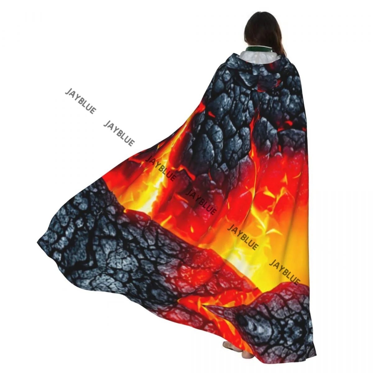 

Горячий плащ с капюшоном и рисунком лавы, полиэстер, унисекс, накидка ведьмы, аксессуар для костюма
