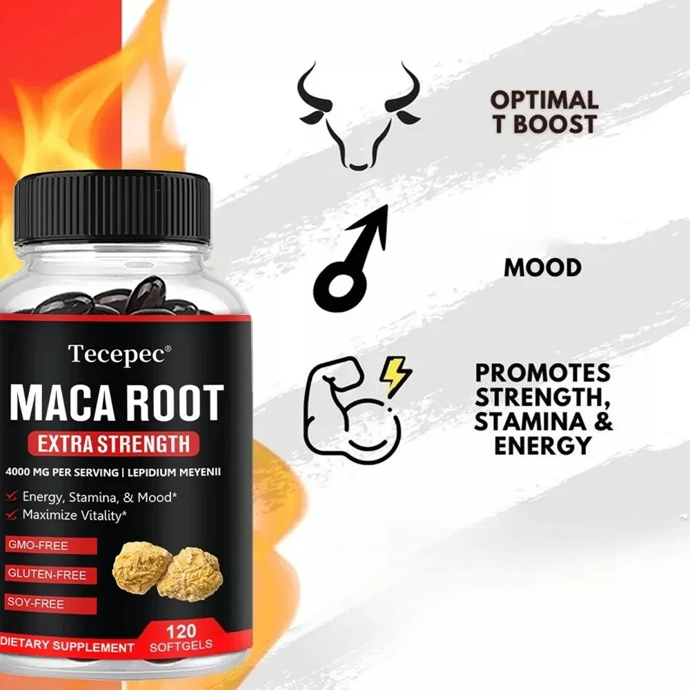 Capsule di radice di maca per uomini e donne per aiutare a potenziare l'energia e le prestazioni, realizzate con maca nera, rossa e gialla