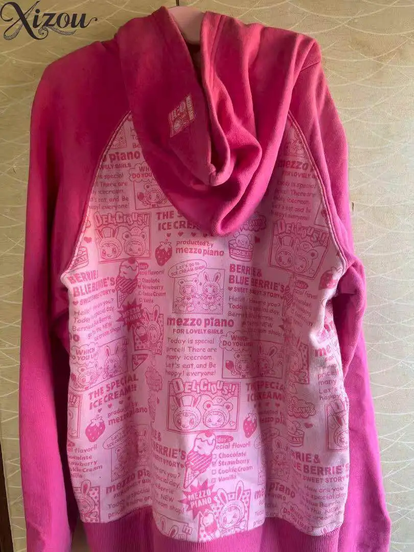 2026 Cartoon Rabbit Yami Kawaii Hoodie Lollipop Pullover Coat Streetwear Edgy Versatile Cool Coat Autumn Spring Pink Women - view 2