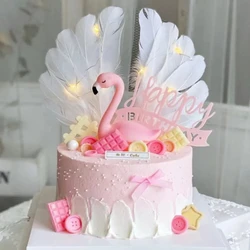 Cake Topper Pink FlamingoCake Dessert Baking Decor Ornament Birthday Party Wedding Cake Decoration Supplies Pendant