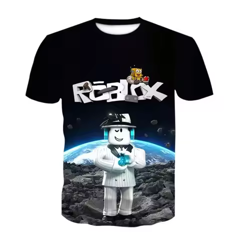 Anime Game Roblox Cartoon Printing T-Shirt 3D Comfortable Short Sleeve Couples Summer Cotton Printed Short-Sleeved Birthday Gift