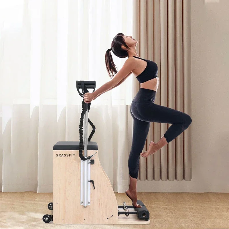 

Fitness Home Gym Use Wooden Maple Pilates Equipment Foldable Handles Pilates Reformer Stability Pilates Chair