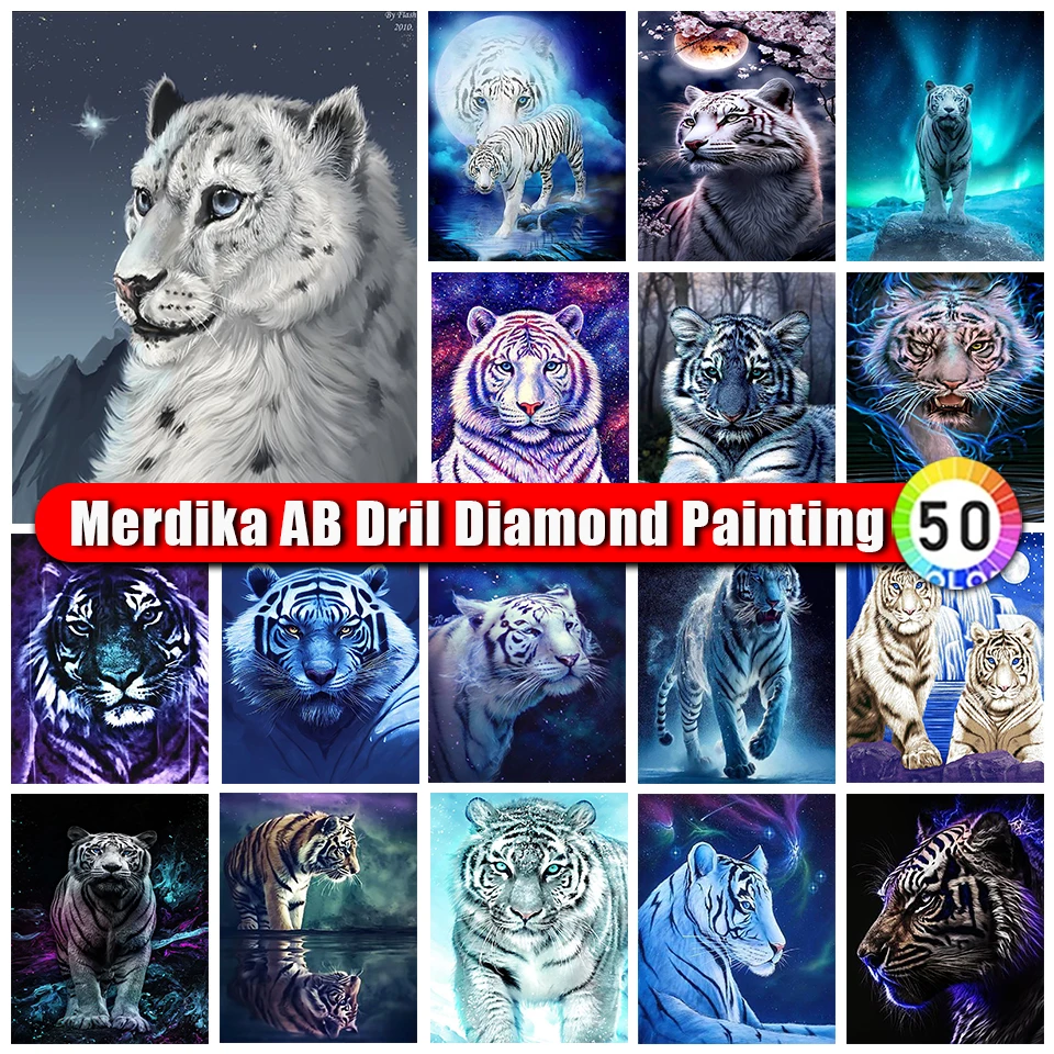 

Merdika Zipper Bag 5d AB Diamond Embroidery Tiger Full Square Round Mosaic Diamond Painting Animal Picture Home Decor New 2023