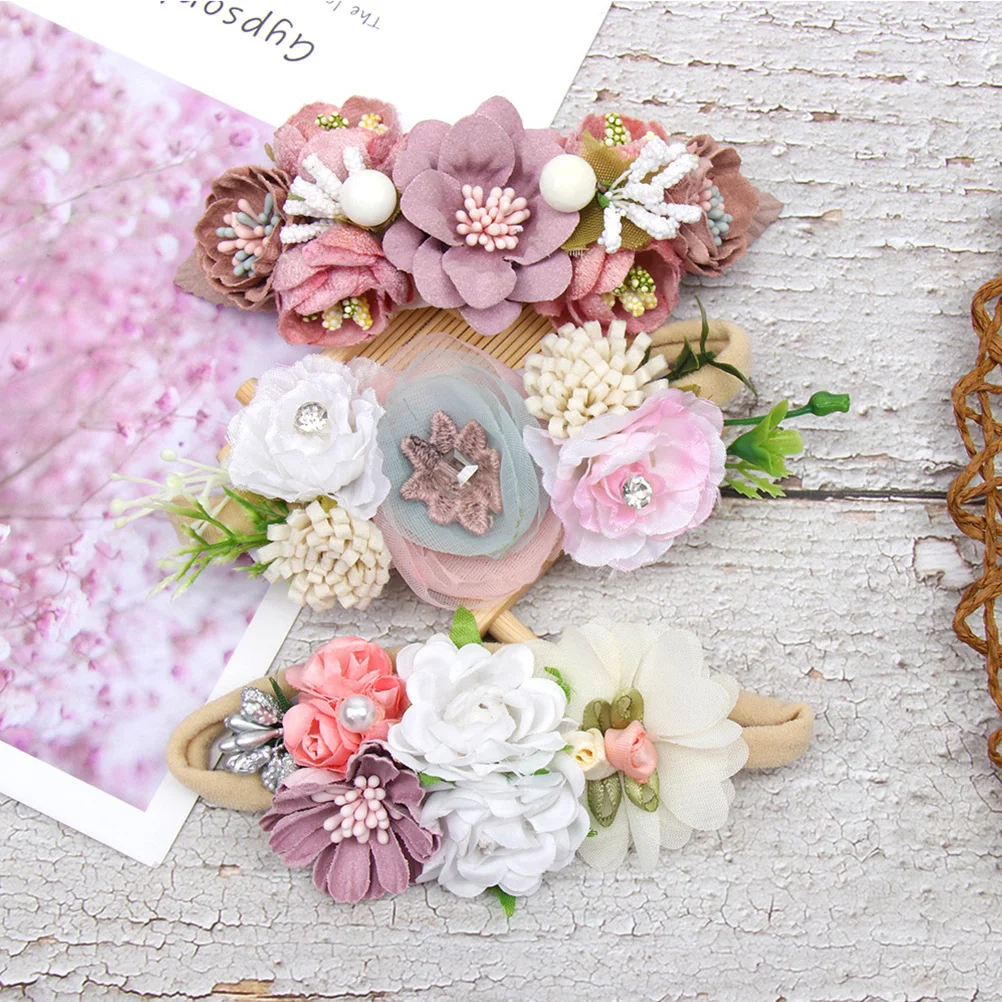 

3 шт. повязки на голову с цветочным принтом для маленьких девочек, повязка на голову с цветком для новорожденных, аксессуары для волос для маленьких девочек, повязки на голову для дня рождения