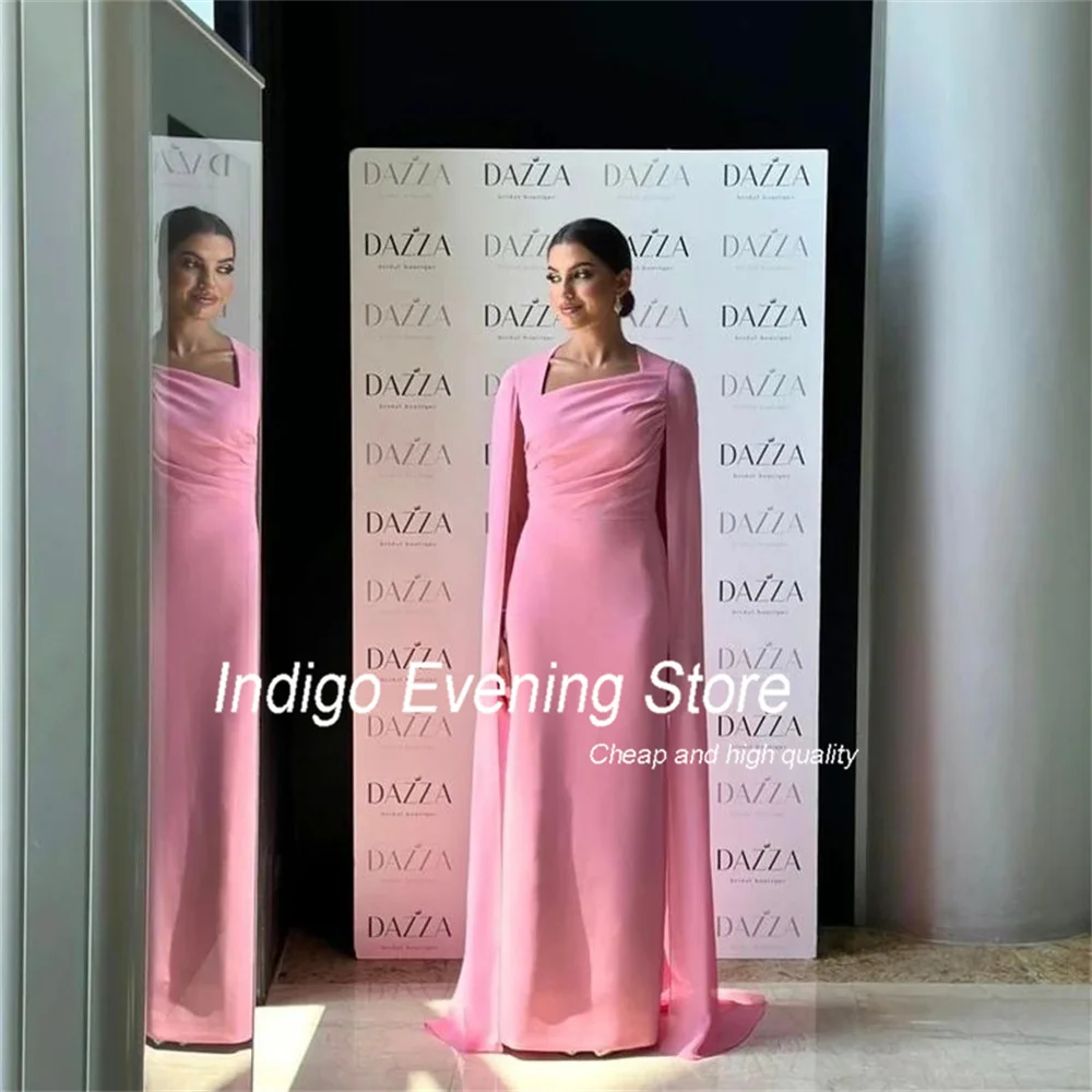 Indigo Prom Dresses Mermaid Square Collar Pleat Floor-Length Elegant Evening Gowns For Women Sweep Train فساتين الس Customized