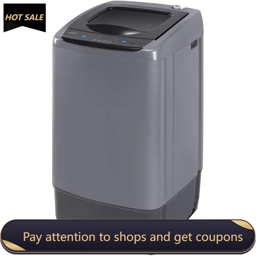 Portable Washing Machine, 0.9 cu.ft Compact Washer， 5 Wash Cycles, 2 Built-in Rollers, Space Saving Full-Automatic Washer