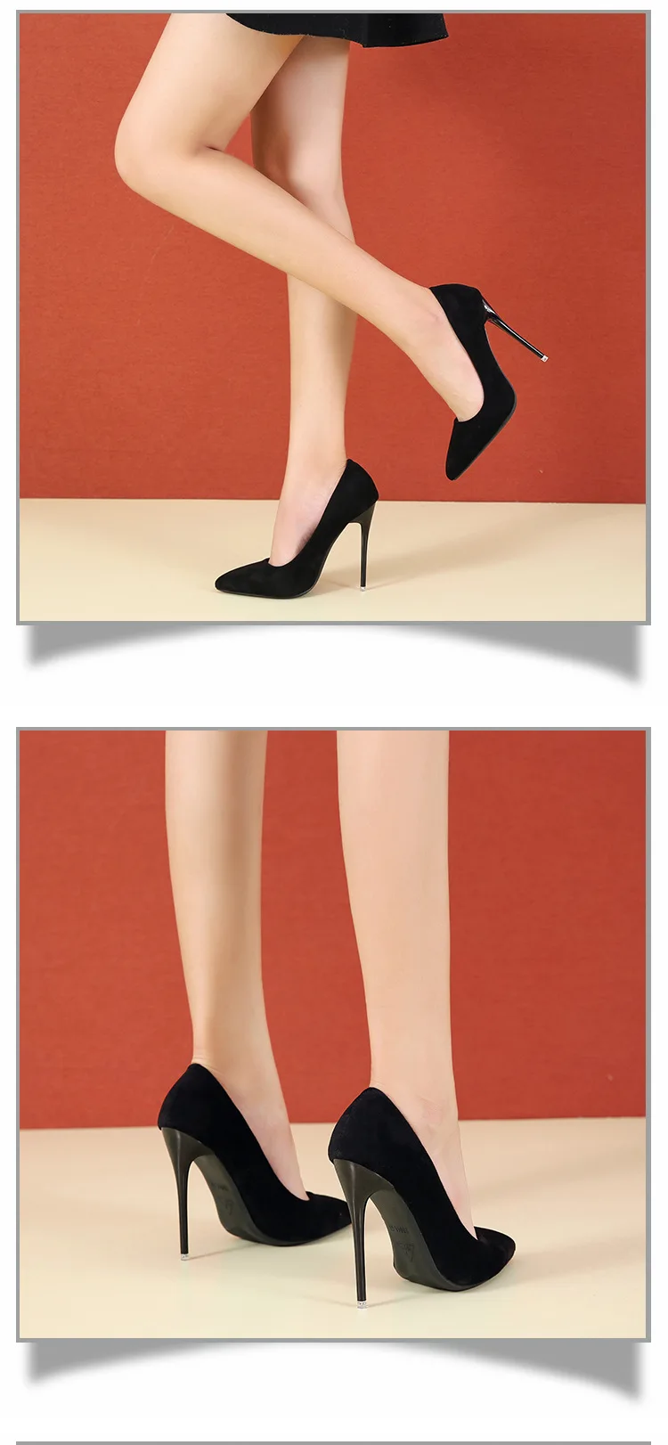 High Heel Slim Heel Spitze Einzelschuhe Damen Professionelle Arbeitsschuhe Wildleder High Heel Schuhe Damen Bürokleid Stilettos – Detail 9