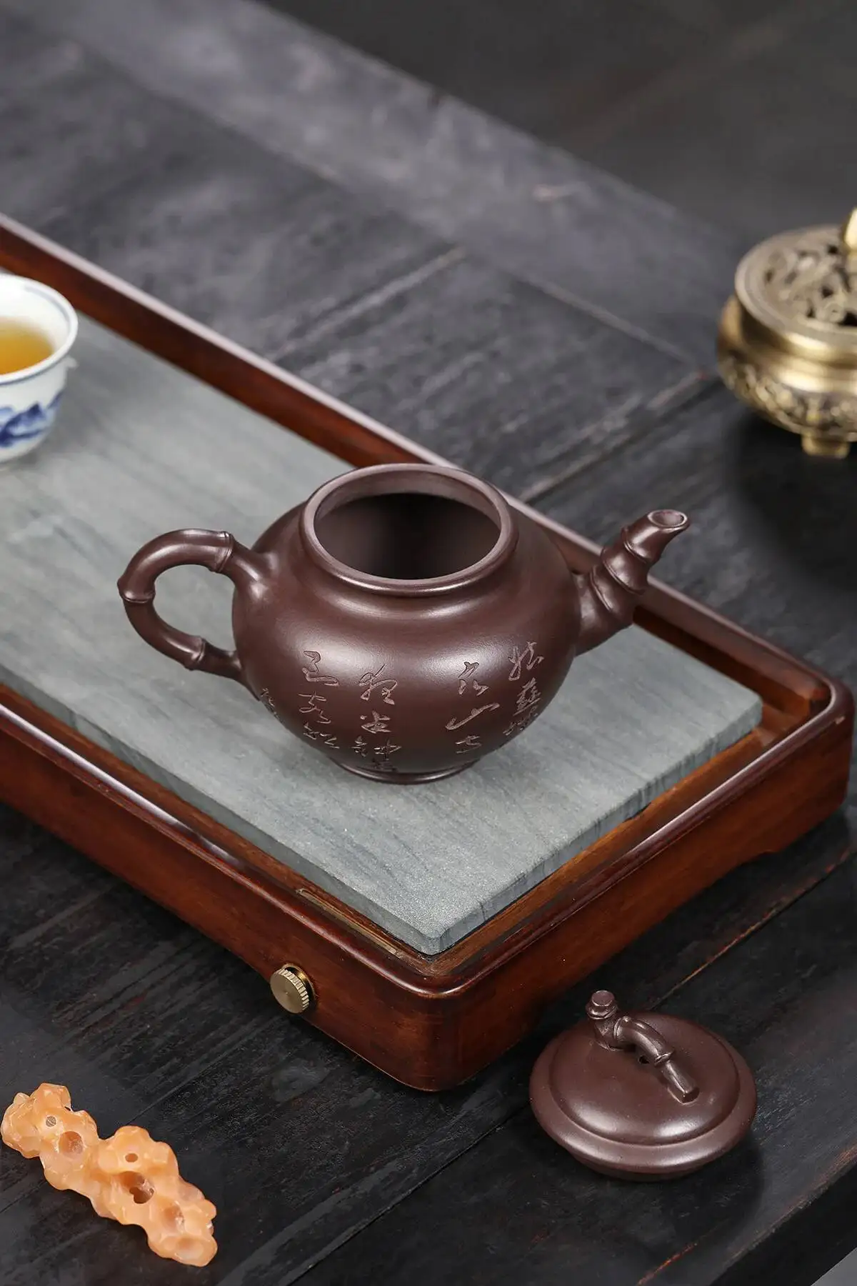 Hoyihm 370Ml Handgefertigte Yixing Lila Ton Teekannen Handgefertigter Bambus-Verbindungs-Topf Roh-Erz Lila Schlamm Teekanne Zisha Teeset Sf1700406E59746Dfa17Ef3Cc6De92Acft