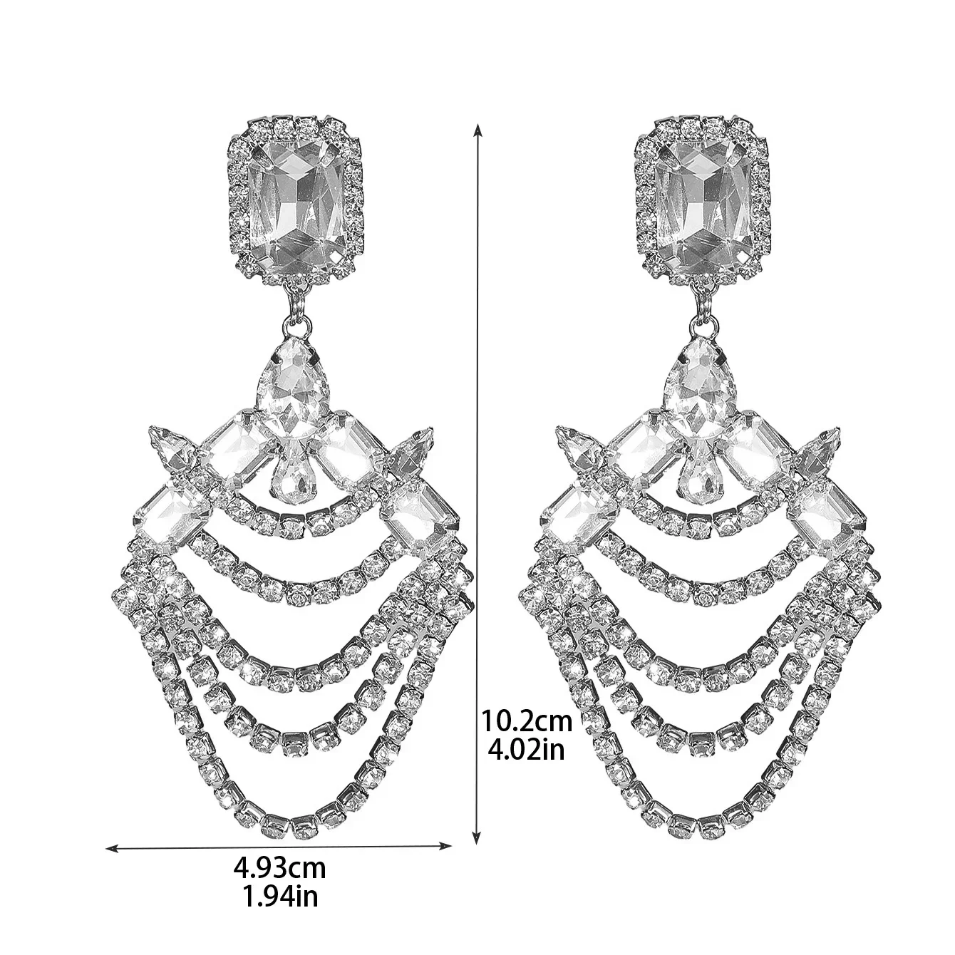 Anting-anting tetesan berongga berlebihan memicu penutup penuh berlian imitasi rumbai anting-anting untuk wanita Aksesori Perhiasan Pernikahan pesta Prom