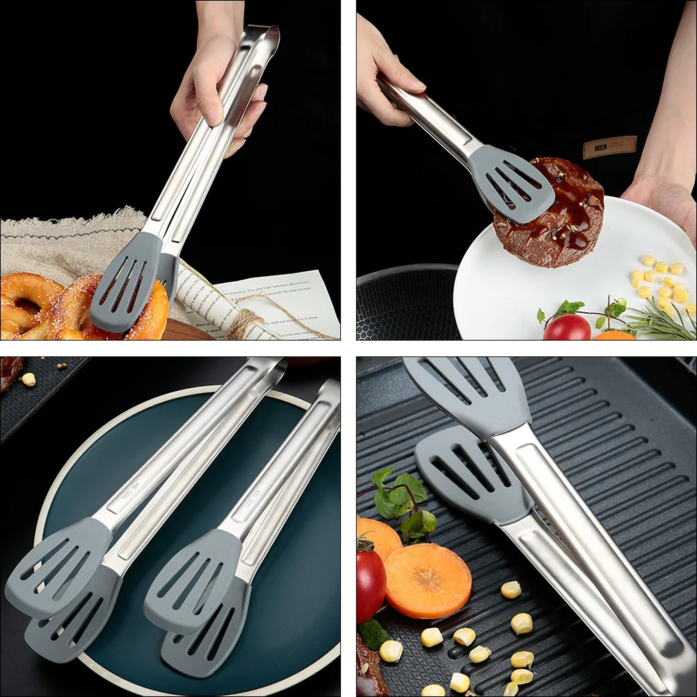 

Food Tongs Cooking Clamp Kitchen Accessories for Serving Tool Silver Salad Mixing