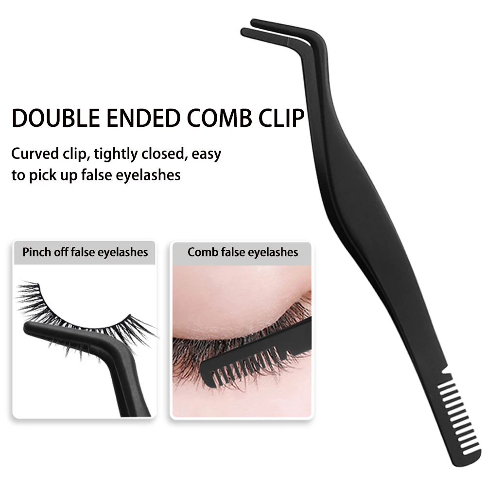 Juego de pinzas para extensión de pestañas, pinzas de punta curva de acero inoxidable, pinzas para cejas, tijera, accesorios de maquillaje de belleza, 1/6 Uds.