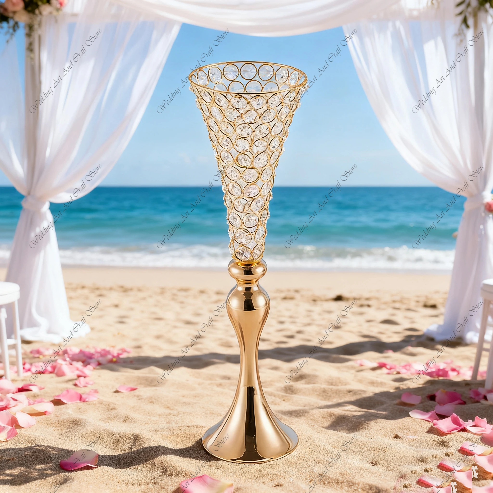 

10 шт. 65-90 см, F30, декоративная акриловая ваза под старинное золото, акриловая подставка для цветов, для декора мероприятий, свадебных столов, hh106