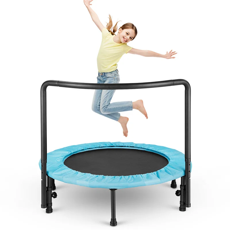 Folding 36 Inch Trampoline With Adjustable Handle Children Elastic Jump Bed With Cover Mini Trampolines