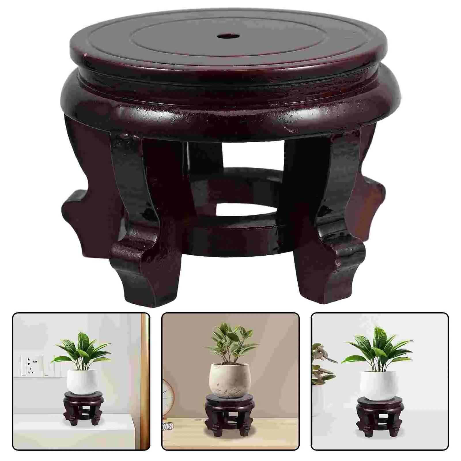 

Flower Pot Base Vases Single Plant Stand Vintage Bench Indoor Wood Stools Individual Holder Tall Holders