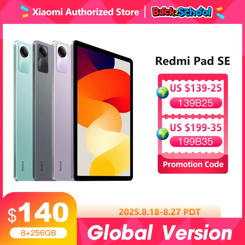 Xiaomi Redmi Pad SE Mi Tablet Global Version Snapdragon® 680 Quad speakers Dolby Atmos® 90Hz 11" Display 8000mAh 128GB / 256GB