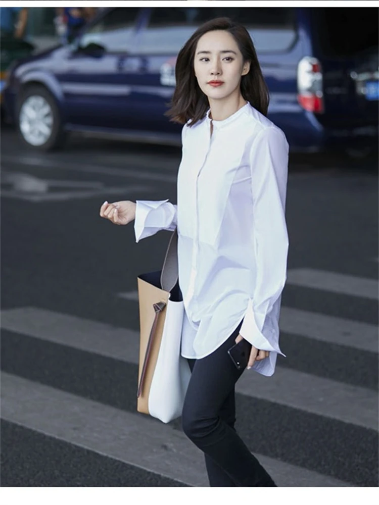 Summer Women Blouse Spring Shirt Female Woman Blouse Maxi Blusas Chiffon Casual Elegant Vintage Long Sleeve Oversize Loose White