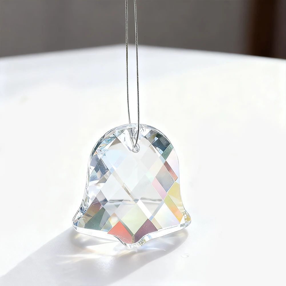 45mm Crystal Bell Suncatcher Prism Window Garden Hanging Decor Dazzling Sunlight Reflect Rainbow Maker Chandelier Parts Pendant