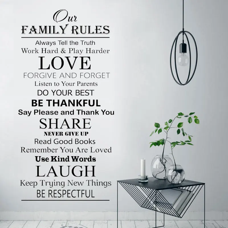 Our Family Rules Wall Decal Love Poster in This Family Sign House Living Quote Vinyl Sticker Gift Bedroom Decor Home Art Z614