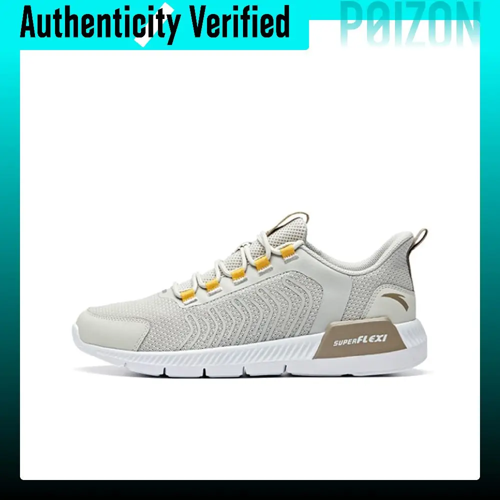 Anta Comfortable Cushioning Slip Resistant Breathable Lightweight Low top Running Shoes Men's Gray Yellow White 912015520-2