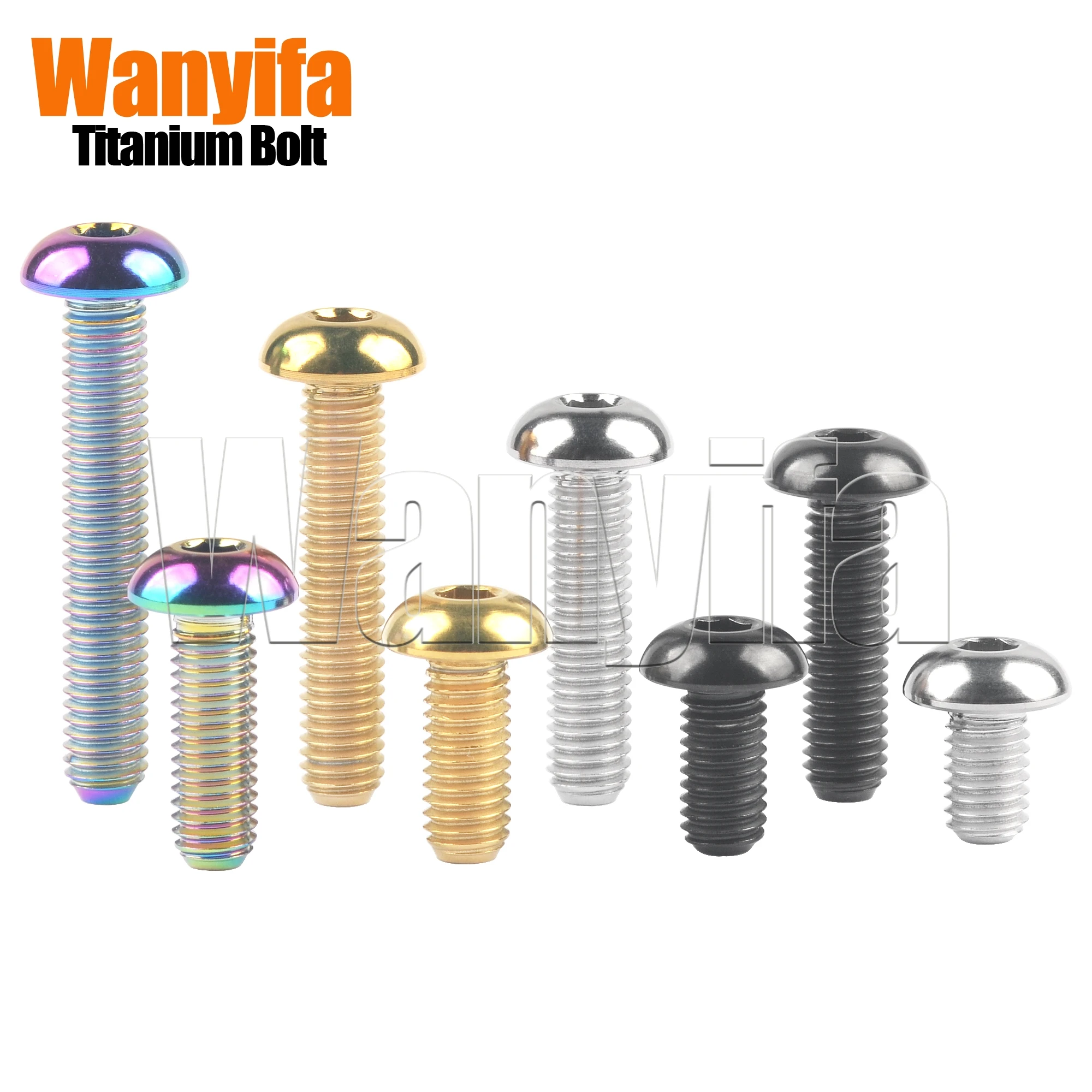 Wanyifa Titanium Bolt M5x8/10/12/15/20/25/30mm Half Round Head Hex Screws for Bicycle Part