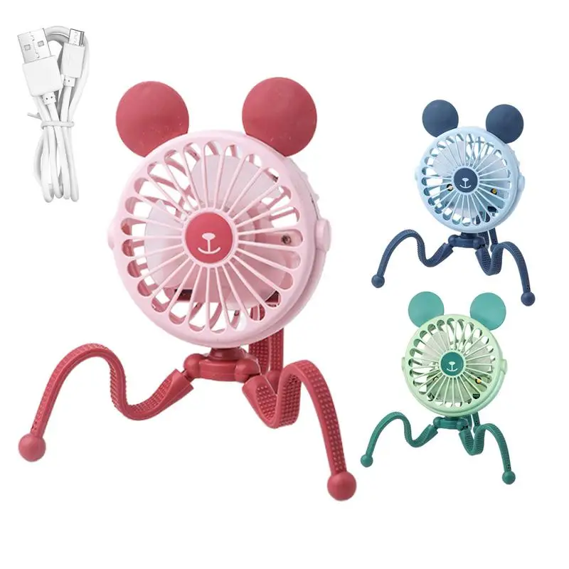 Portable Stroller Fan Octopus Electric Cart Handle Bar Fan Rechargeable Camping Silent Ultra-Portable Fan For Travel Car Seat