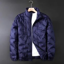 Lightweight Down Jacket Men's Short 2023 New Stand Collar Fashion Printing Casual Warm Autumn and Winter Anti-season Coat