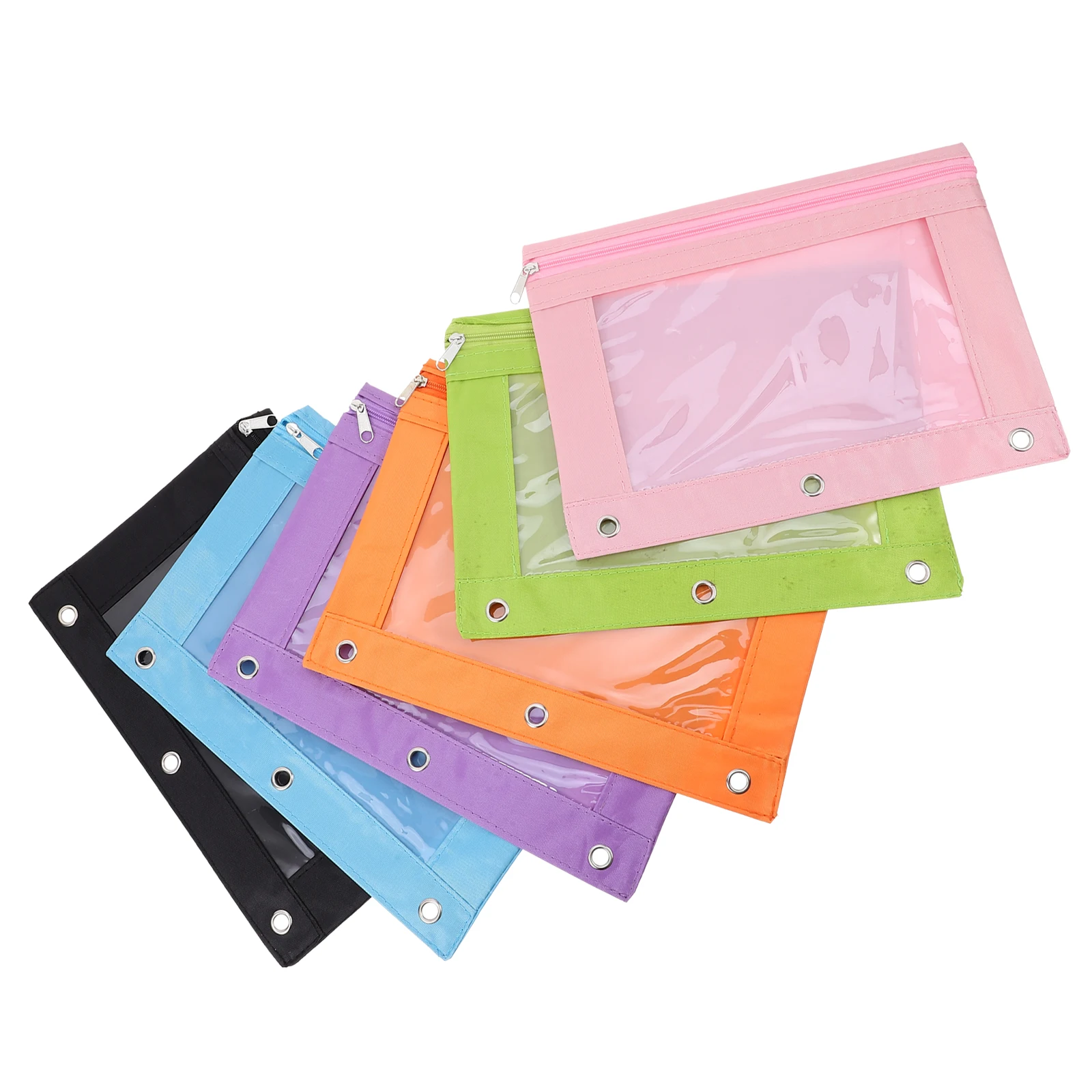 

6 Pcs File Bag Pen Pencil Bags Pouch Bulk Zipper Pouches Fabric Binder Pockets Detachable