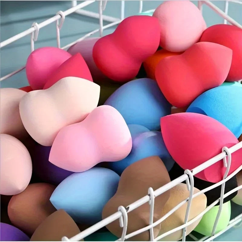 20 pçs esponjas de beleza maquiagem liquidificador seco molhado uso cosméticos puffs em cores aleatórias formas impecável fundação aplicação truques