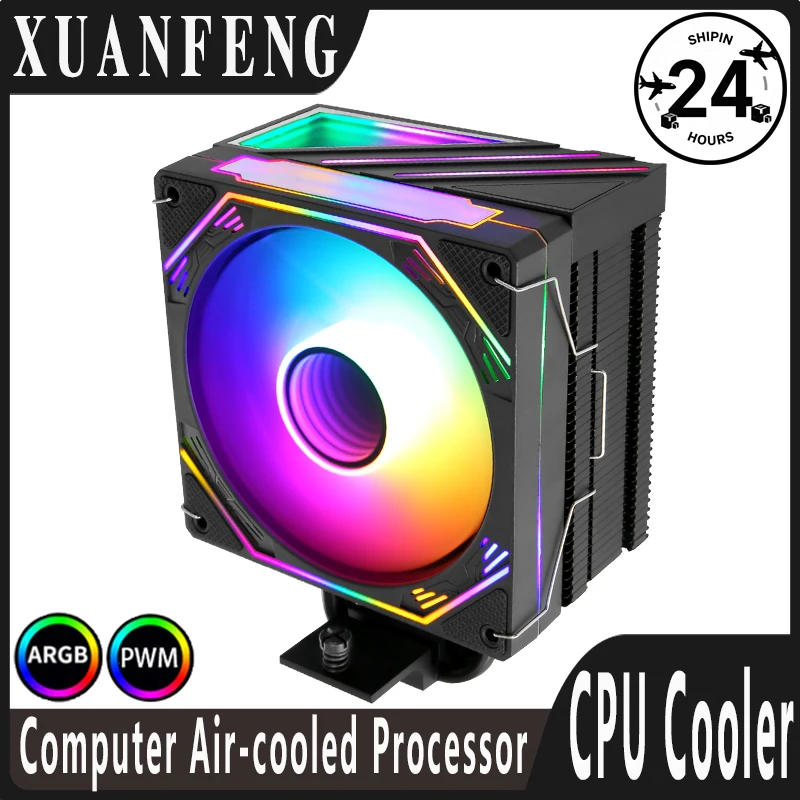 

XUANFENG Cpu Fan 120mm Argb AM4 AM5 x99 i5 i7 Air-cooled Computer Parts Cooling 4 Heat Pipe Cooler Compatible LGA2011 1200 1700