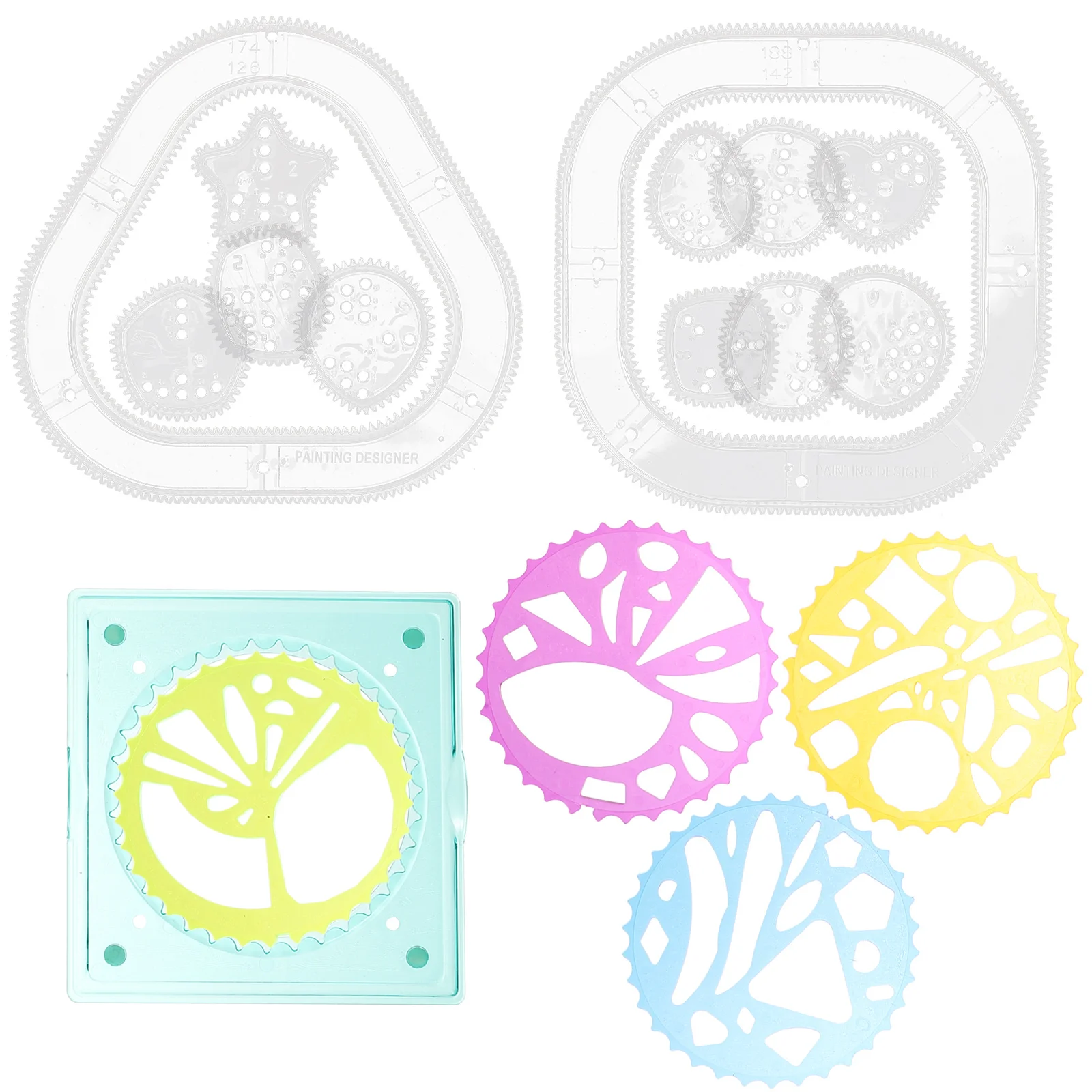2Sets Kaleidoscope Ruler Set Plastic Painting Stencils for DIY Crafts Wood Signs Home Decor Hollow Design Reusable Drawing