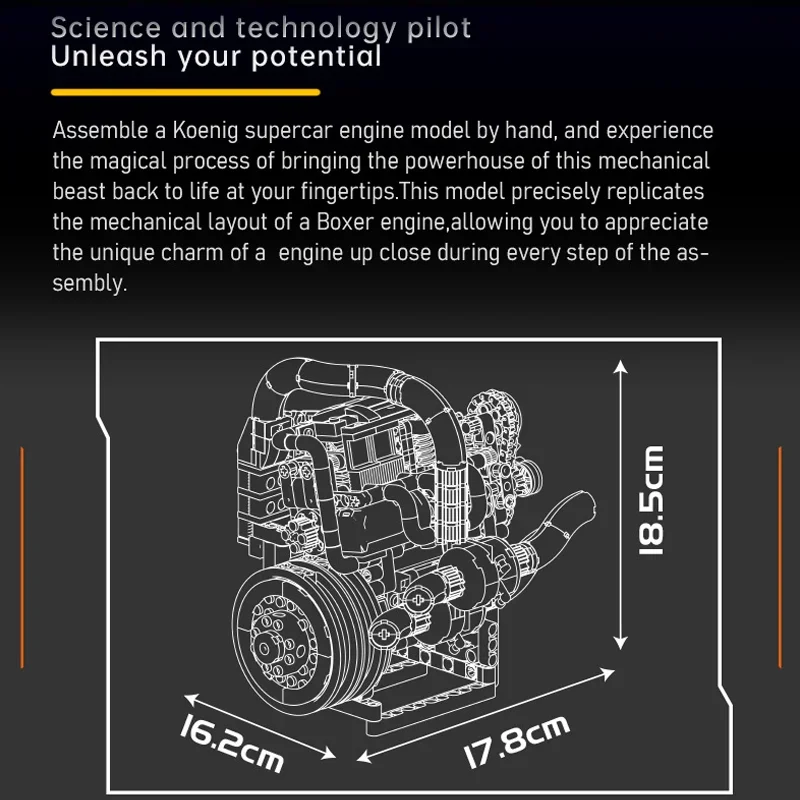 Technical Vehicle Engine DIY Toys Motorized Supercar Engine Mould King 10215 Building Blocks Assembly Engine Kids Brithday Gifts