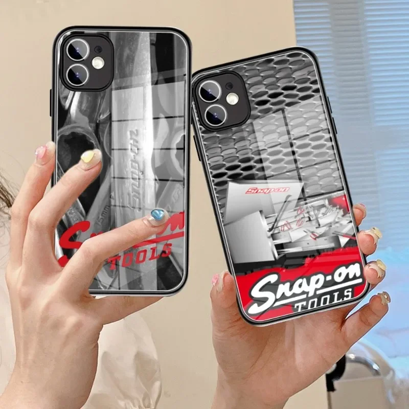 FOR IPhone 15 Snap-ons tool logo Phone Case Tempered Glass 14 15 13 11 12 Pro 8 7 14 15 Plus 13 Pro MAX XR XS MINI Black Covers