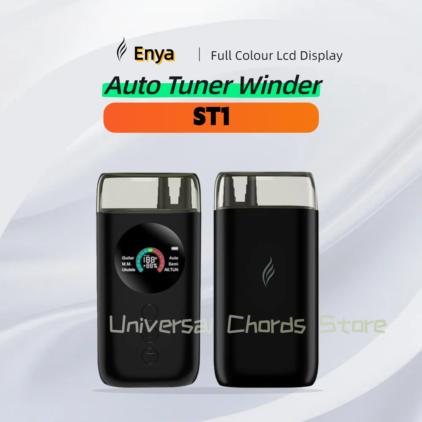 

Enya St1 автоматический тюнер для намотки и метроном полноцветный ЖК-дисплей для электроакустической гитары укулеле банджо (черный)
