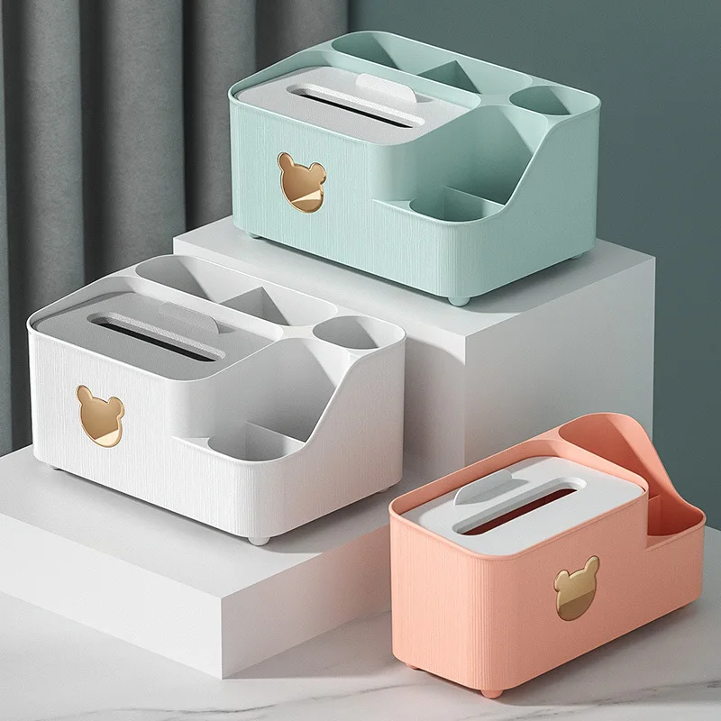 Multi functional desktop storage box, Equipped with a tissue box, Can also be used as a home storage accessory