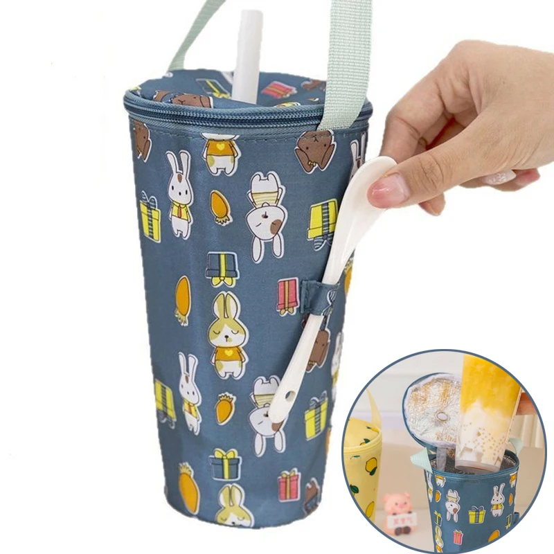 Portable Milk Tea Tote Bag Heat Preservation Bag Carrying Insulated Cup Cover Umbrella Bag Handbag Camping Drinkware Accessories image 5