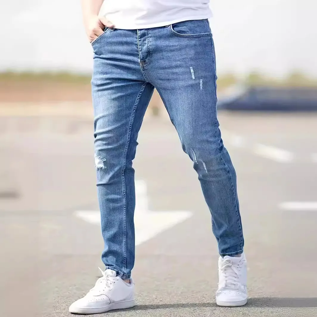 

2026 Spring Summer New Men Denim Pants Elastic Slim Fit Stretch Fashion Versatile Casual Long Jeans Men