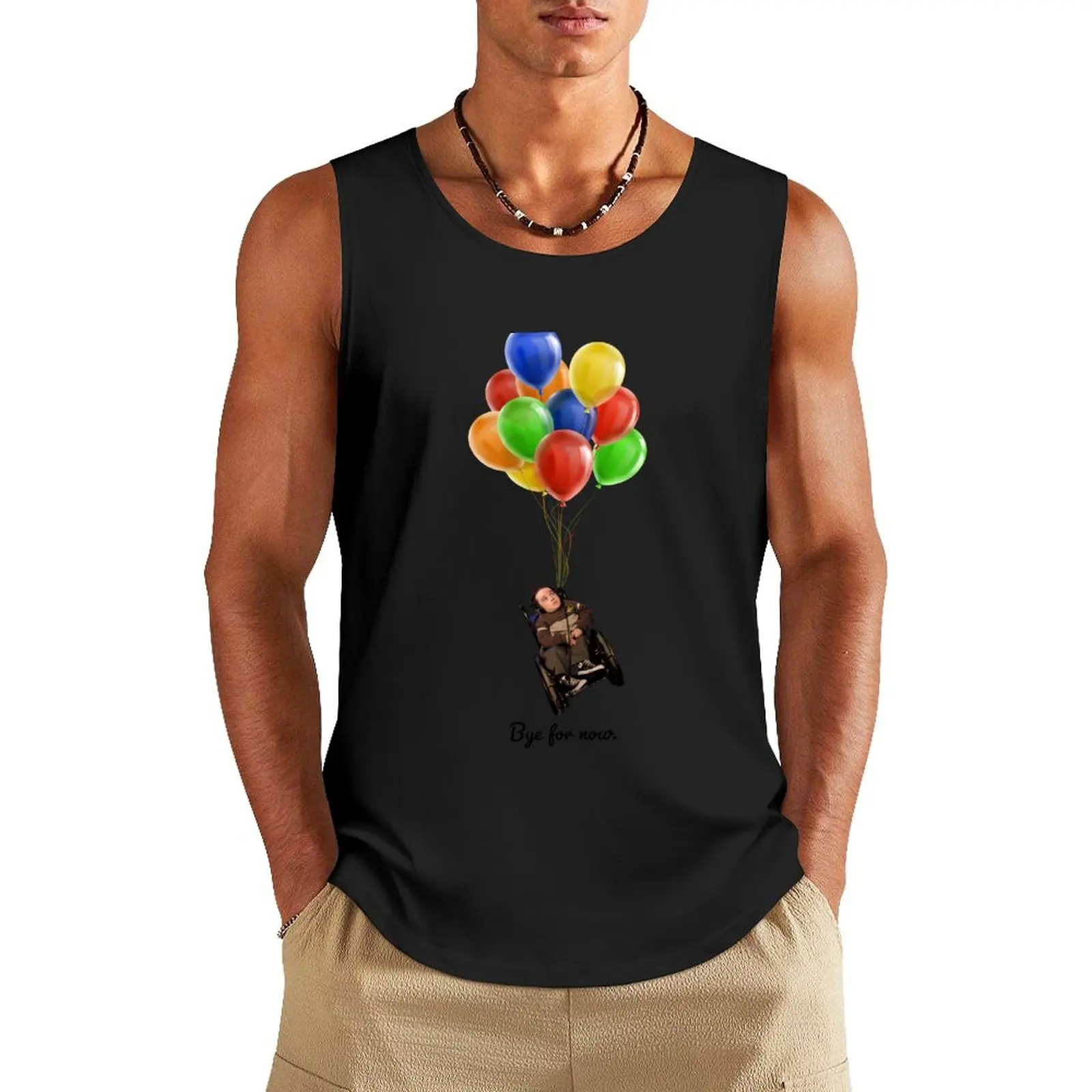 

Eric the Actor Flying with Balloons Bye for Now Tank Top gym t-shirts Fitness men clothing gym shirts