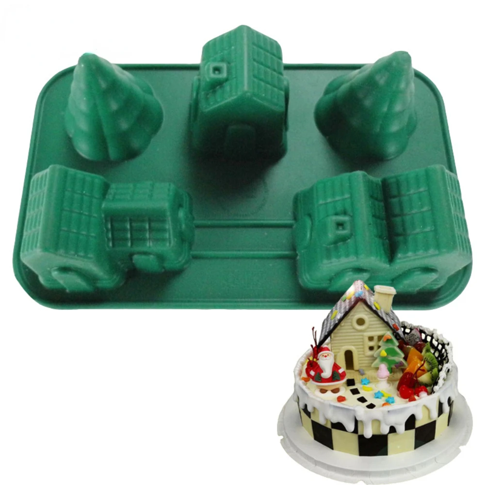 

DIY Christmas House and Tree Cake Molds Cake Decorating Sugar Craft Molds Home Baking Tools Baking Pan Molds