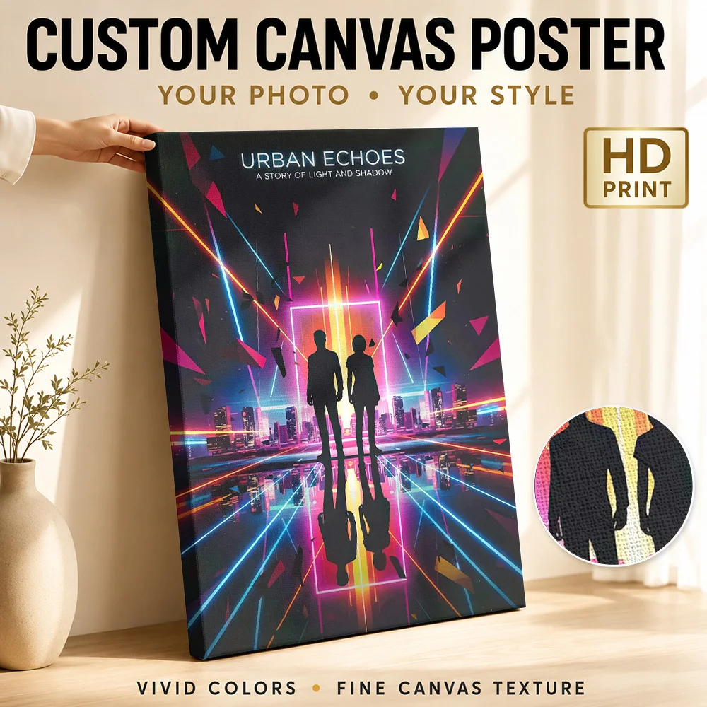 Urban Echoes Sci-Fi Framed Canvas Print Poster Personalized Gaming Anime Wall Paintings Decoration for Game Room Ready to Hang