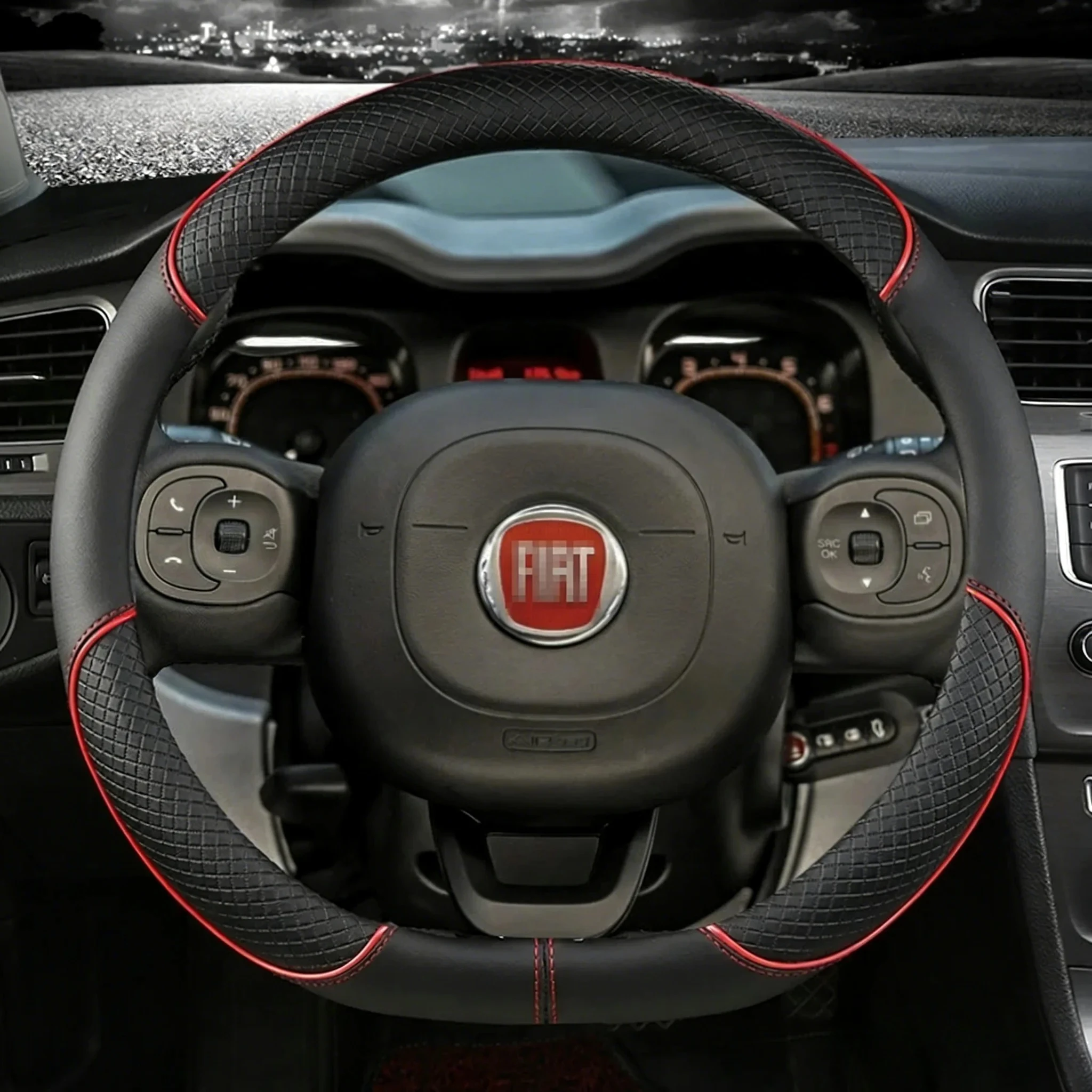 Funda para Volante de Coche de Microfibra y Cuero para Fiat Panda, Fiat 500, 124, Punto 2013, 2015, 2017, 2019, 2020, 2021, 2022, Accesorios para Coche
