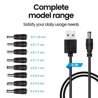 USB to DC 5.5*2.1mm Cable Boost Converter Step-up Cord  USB A Male to 3.5 Jack Connector DC 5V for MP3 Camera Power Bank Scanner