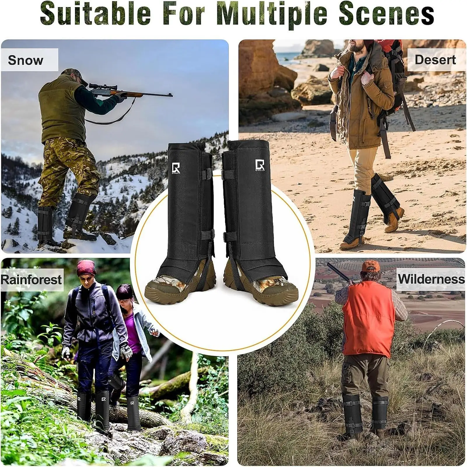 

Leg Gaiters Waterproof Hiking Gaiters for Hunting Climbing Farm Working