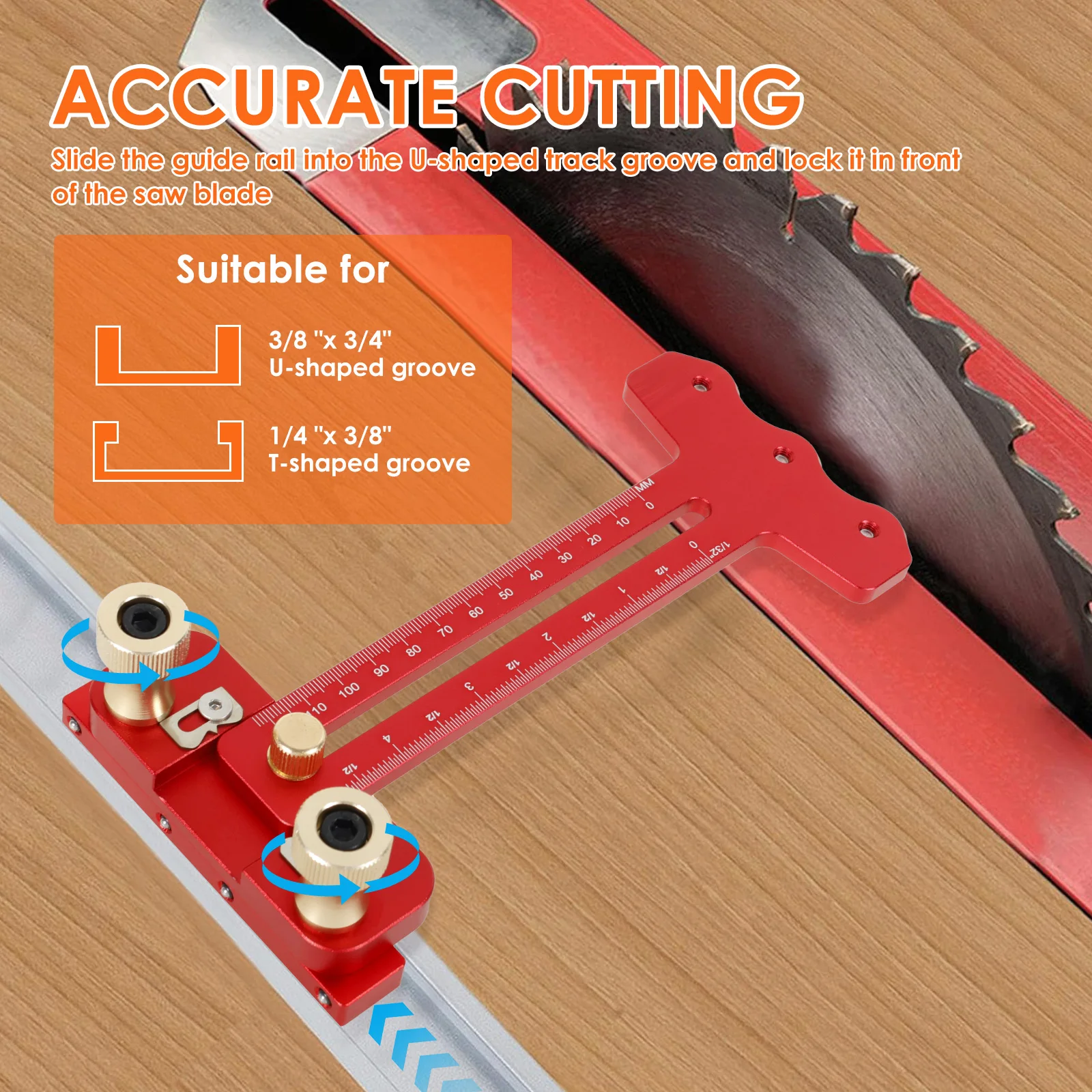 

Thin Rip Table Saw Jig 3 Pulleys Thin Rip Jig Table Saw Guide for Making Repetitive Narrow Strip Cuts for 3/8"x3/4" U Slot