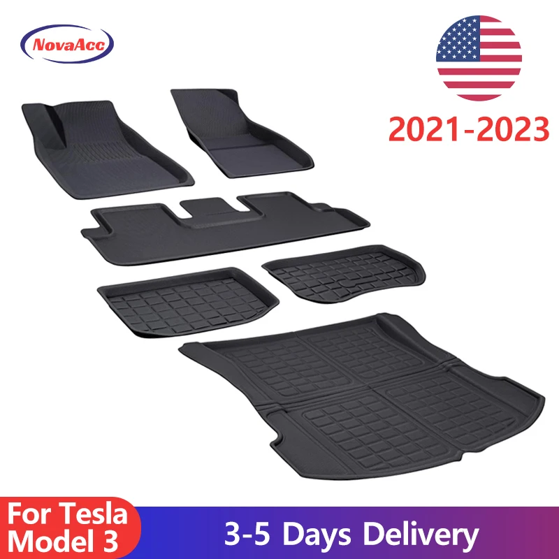 NovaAcc Floor Mats For Tesla Model 3 2021 2022 2023 Cargo Liner Floor Mats Trunk Mats Accessories Not Suitable For Highland